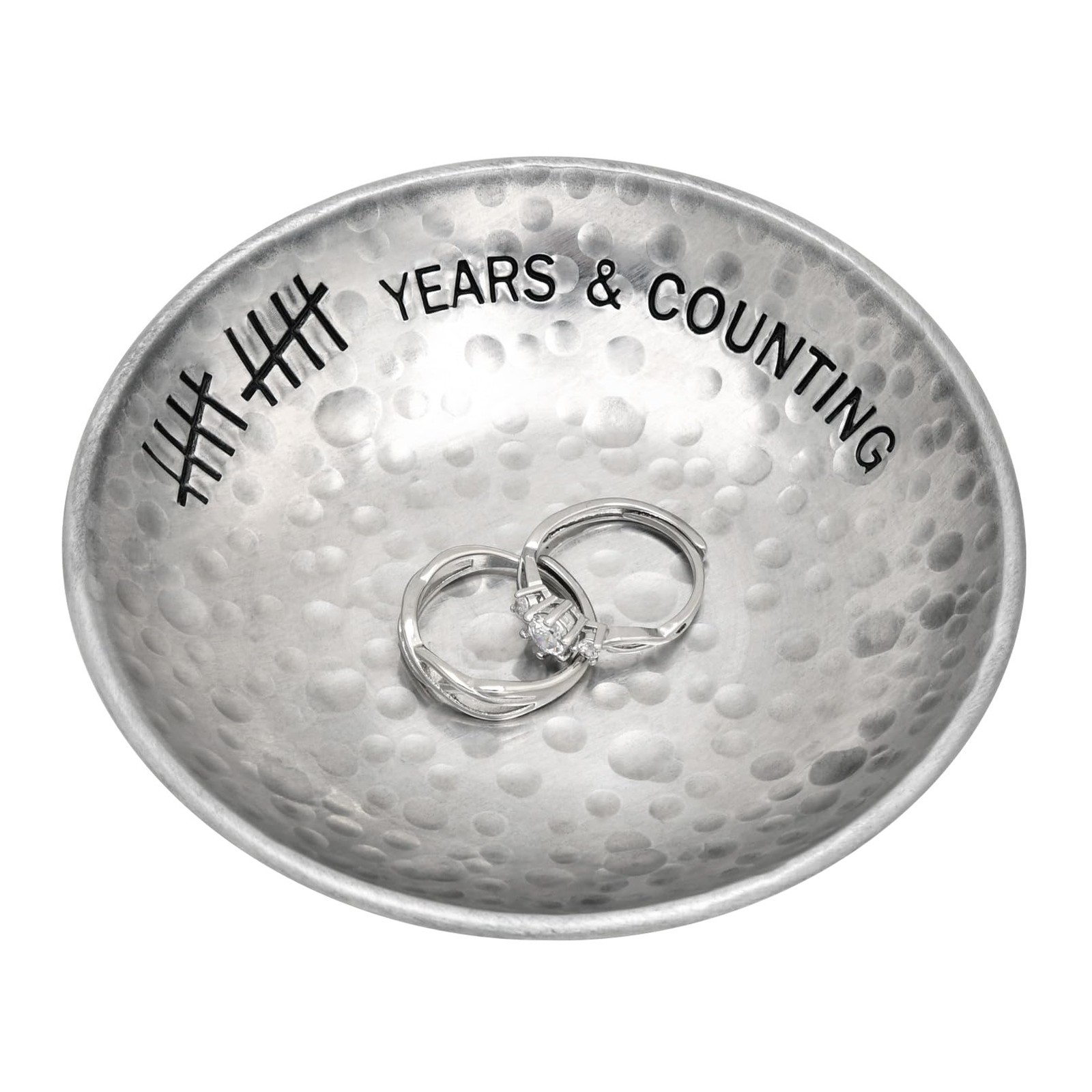 10 Year Wedding Anniversary Tin Gifts – 4″ Engraved Aluminum Jewelry Tray