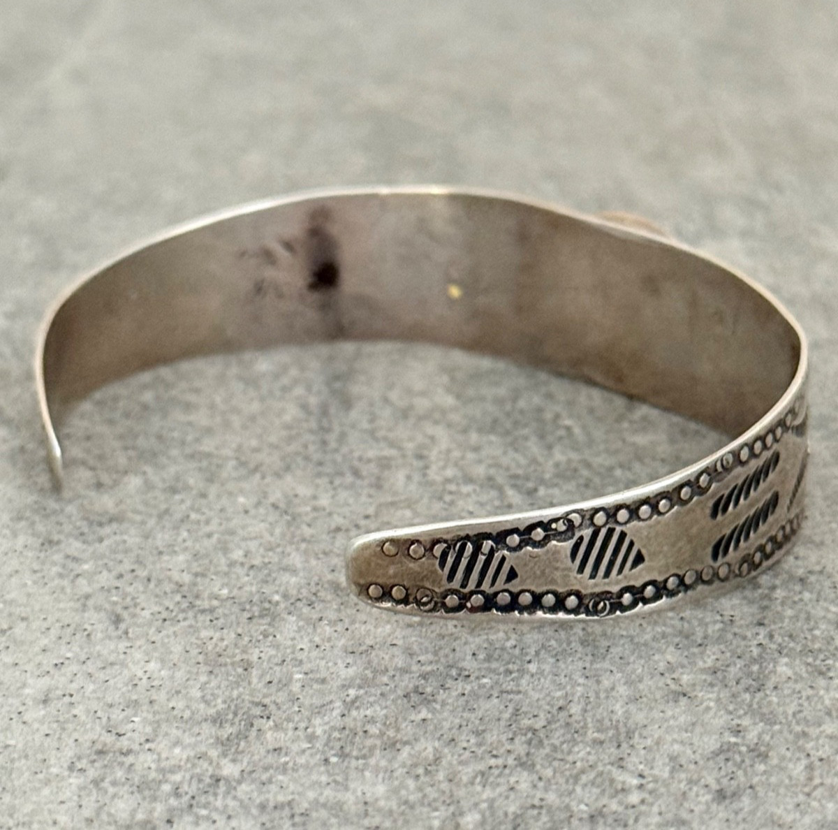 Vintage 40s FRED HARVEY era Navajo ARROW Turquoise Silver Bracelet 7.25 in