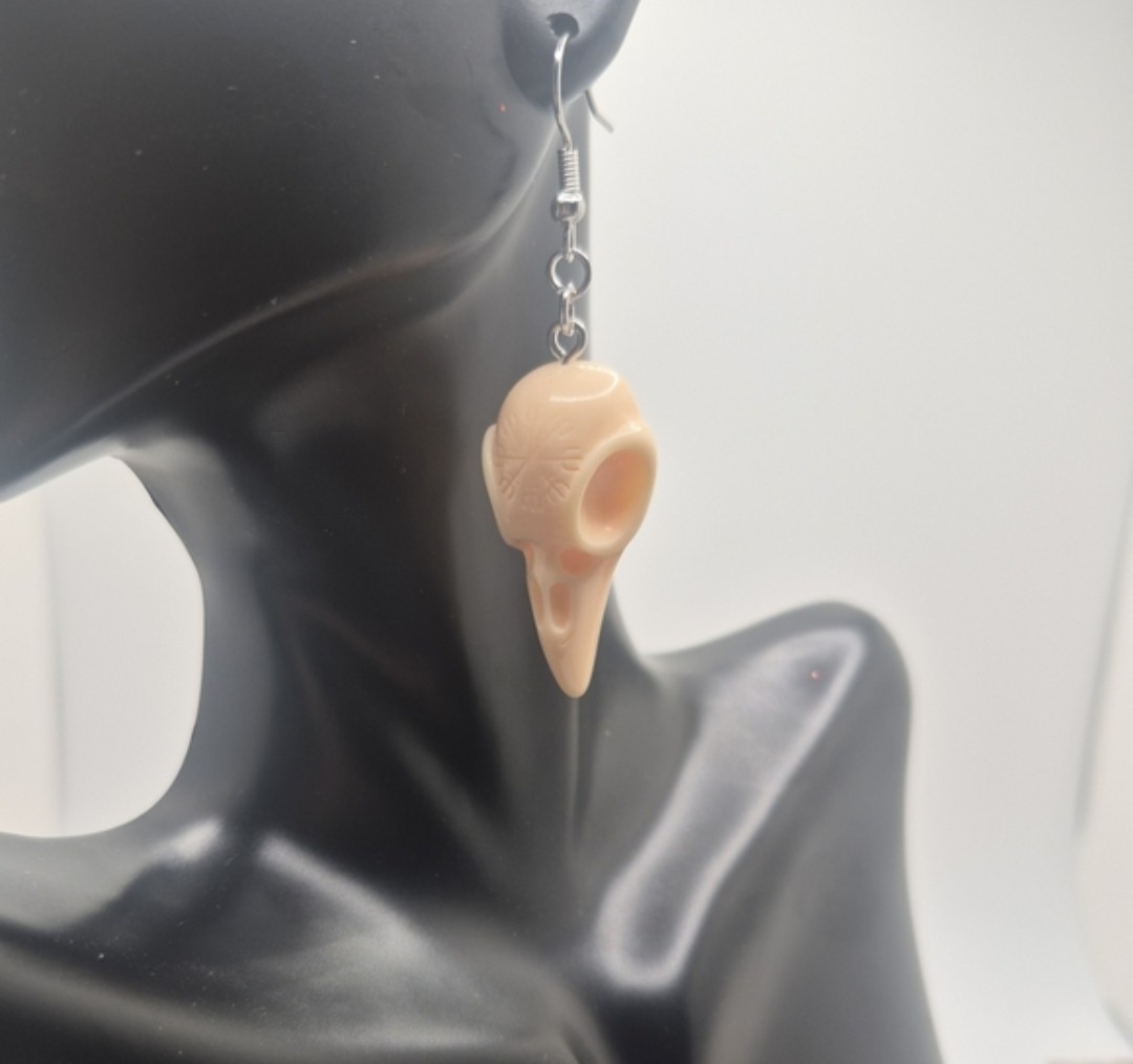 Black & Beige Bird Slull Earrings (2 Pairs)