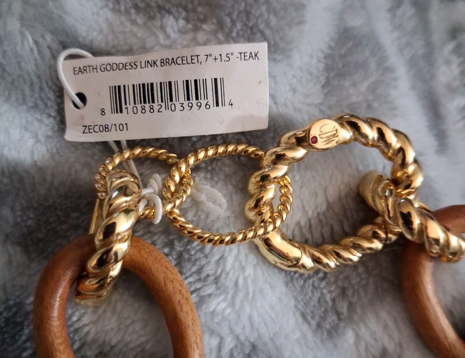 Capucine de Wulf Earth Goddess Teak Wood 18k Gold Plated Bracelet