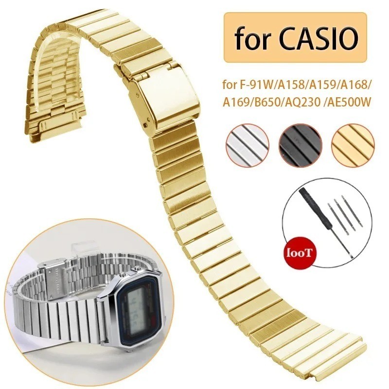 Stainless Steel Watch Band for F91W A158 A168 B650 AQ230 AE500W 18/20mm