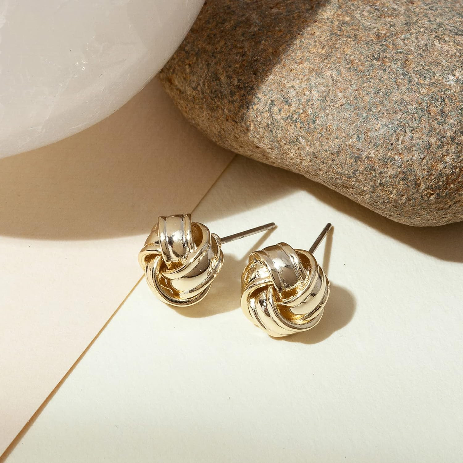 14K Gold Plated 925 Sterling Silver Post Love Knot Stud Earrings | Gold Earrings