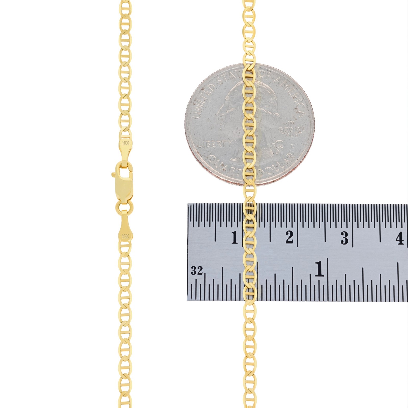 10K Yellow Gold Solid Womens 2.5mm Mariner Anchor Chain Bracelet Anklet 7″ 8″ 9″