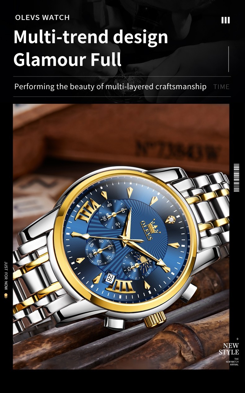 OLEVS 2892 Luminous Multifunctional Male Gift Top Quality Casual Quartz Watch