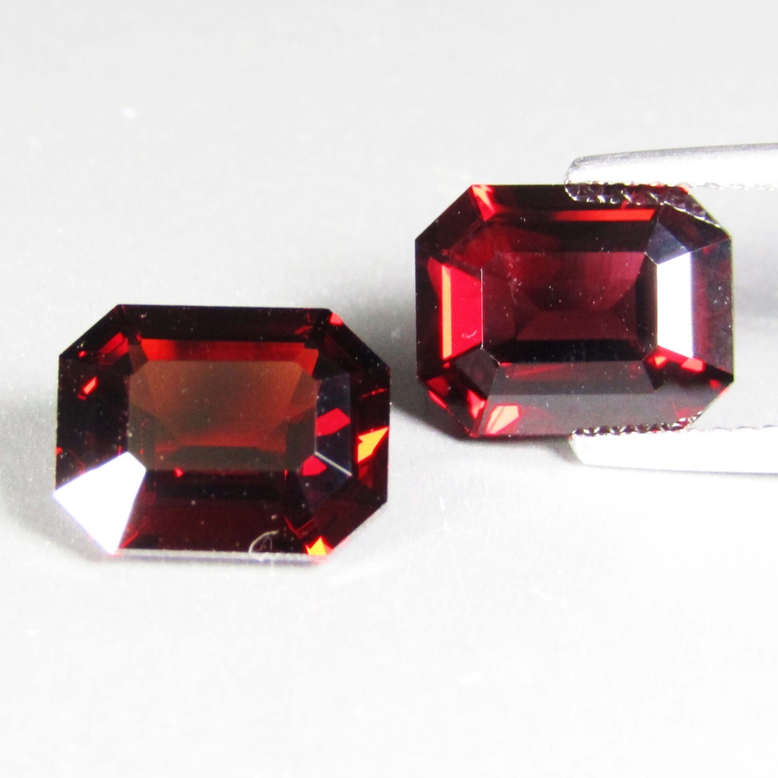8.86Cts Natural Genuine Pyrope Garnet 10.5×8.5x5mm Emerald Cut Pair Gemstones