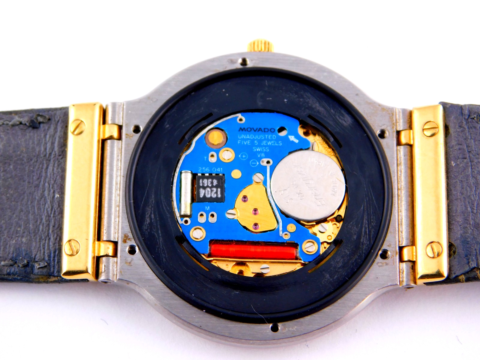 MOVADO 87-33-871 TWO-TONE 18K GP 5J SWISS QUARTZ MENS WRISTWATCH RARE W/BOX