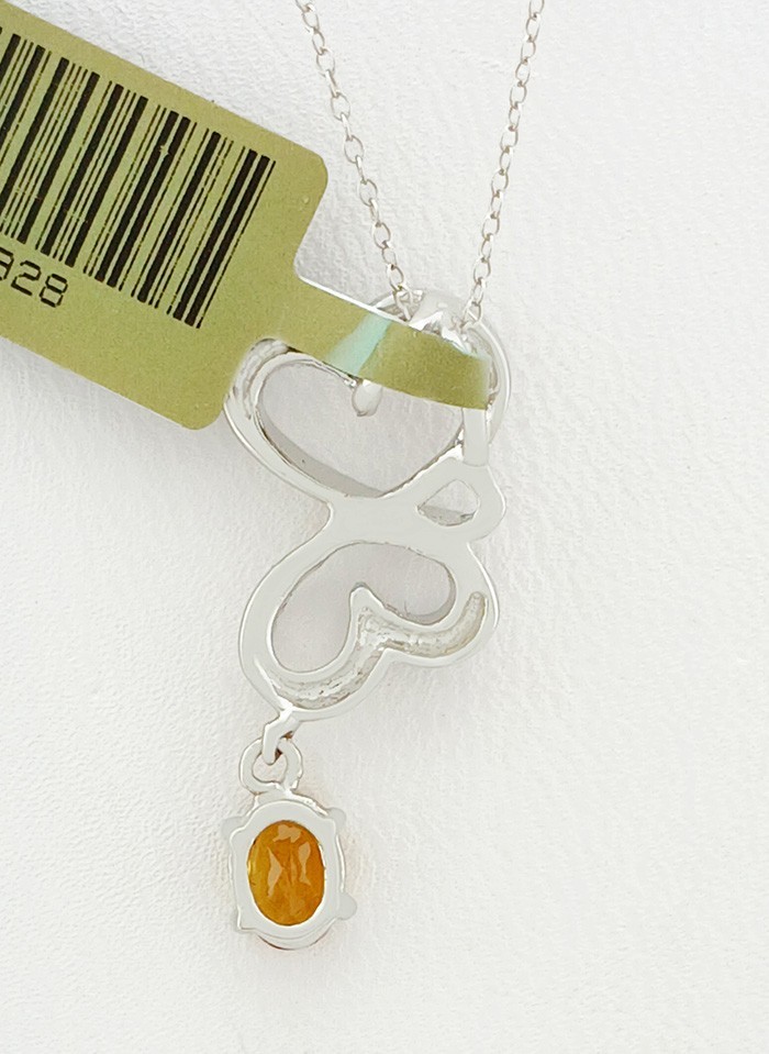 GENUINE 0.45 Cts YELLOW TOPAZ PENDANT NECKLACE .925 SILVER – New With Tag