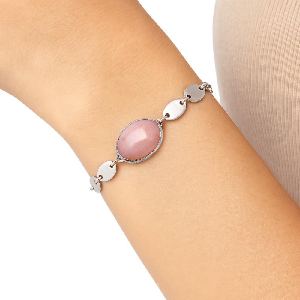 Premium Quality Natural Pink Opal – Australia 925 Silver Bracelet Jewelry B-1044