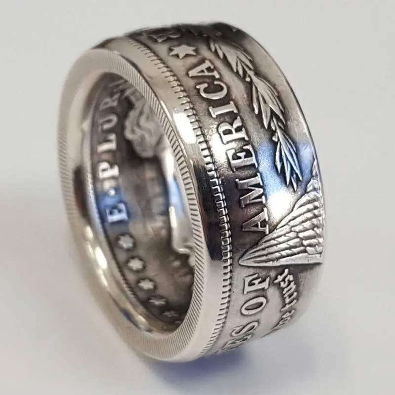 Silver Dollar Coin Ring Size 6-13 Handmade Crafted Rare Silver Morgan Men Rings