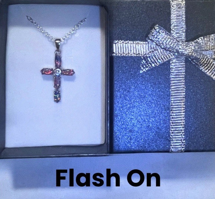 DEAL! FINE RARE Elegant 925SS Teal Blue Rainbow Fire Opal CZ Cross Necklace