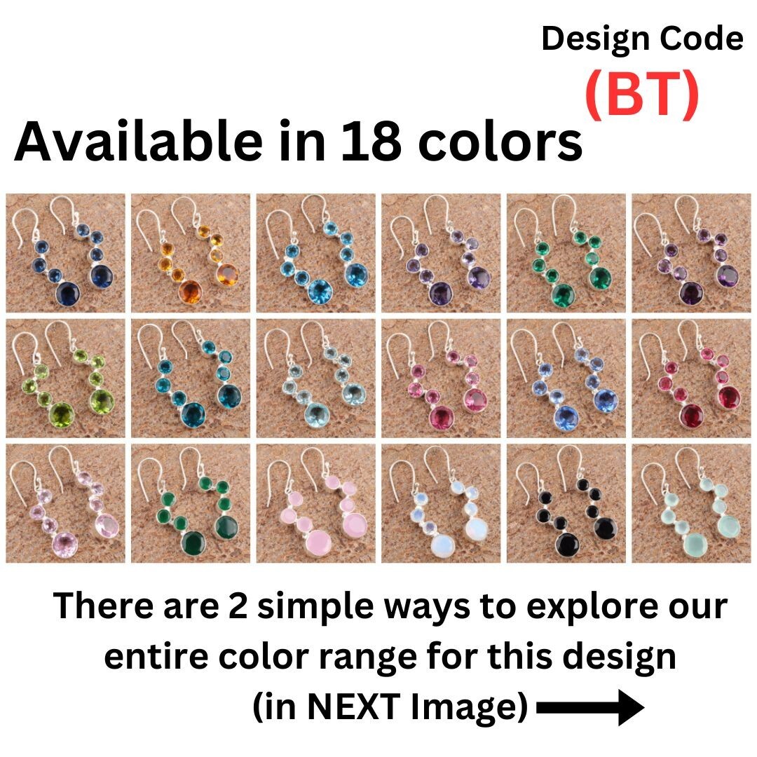 Natural Iolite Round Gemstone 925 Sterling Silver Handmade Dangle Earrings BT