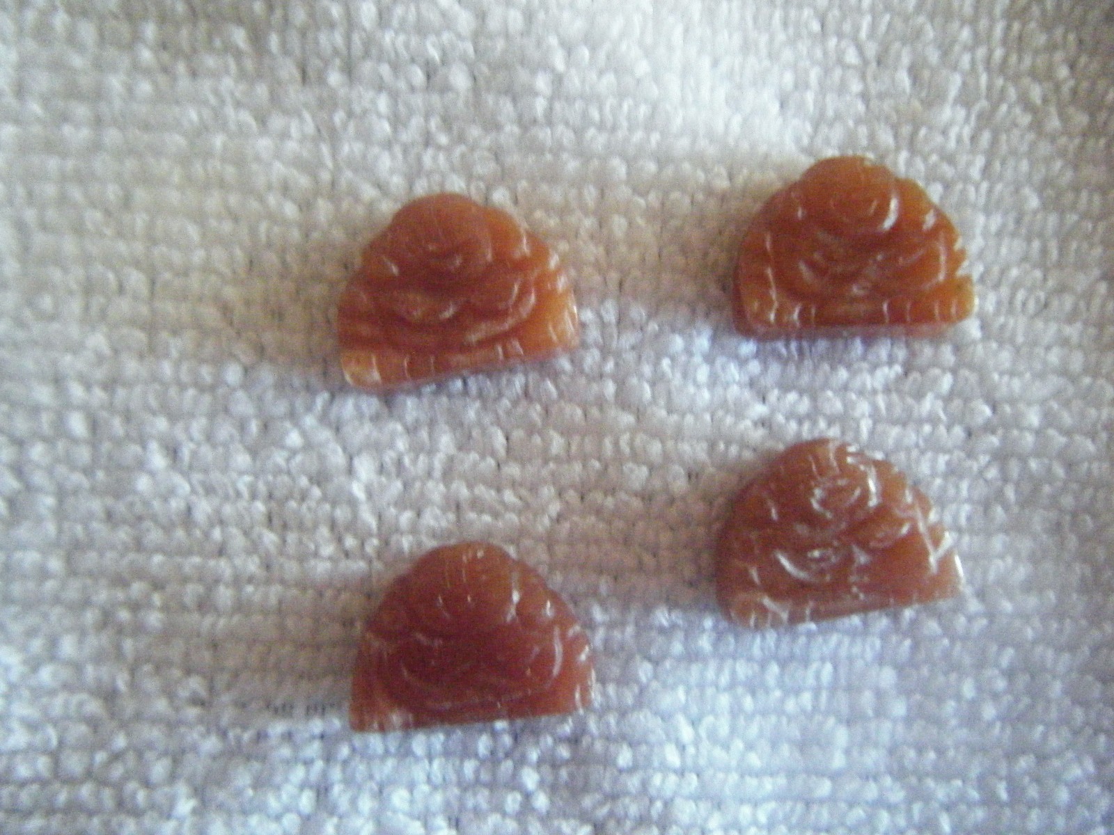4 Buddha Beads, Carved Peach Aventurine Drilled Top to Bottom 18x12mm