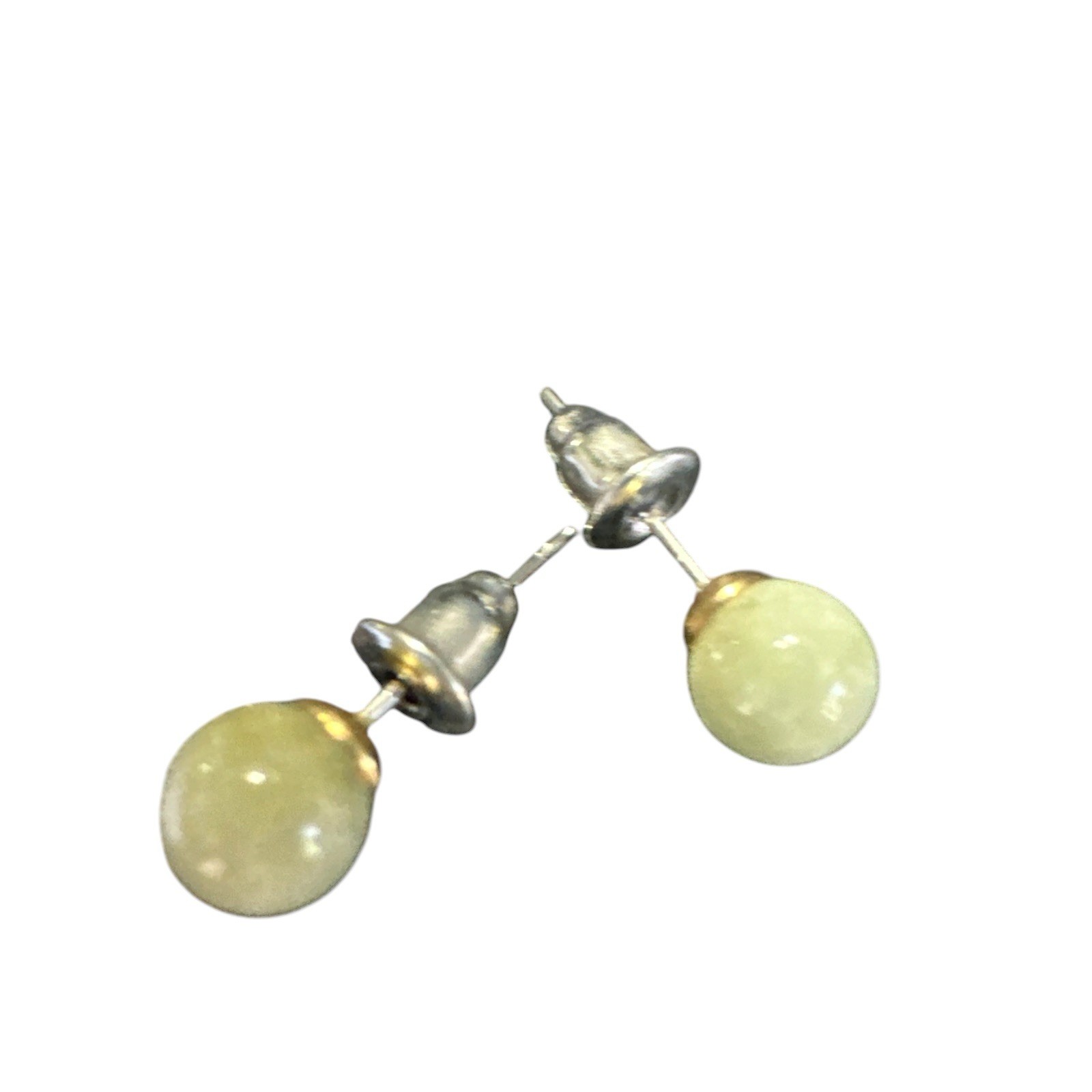 Gold 14k Jadeite Approx 8mm Stud Earrings