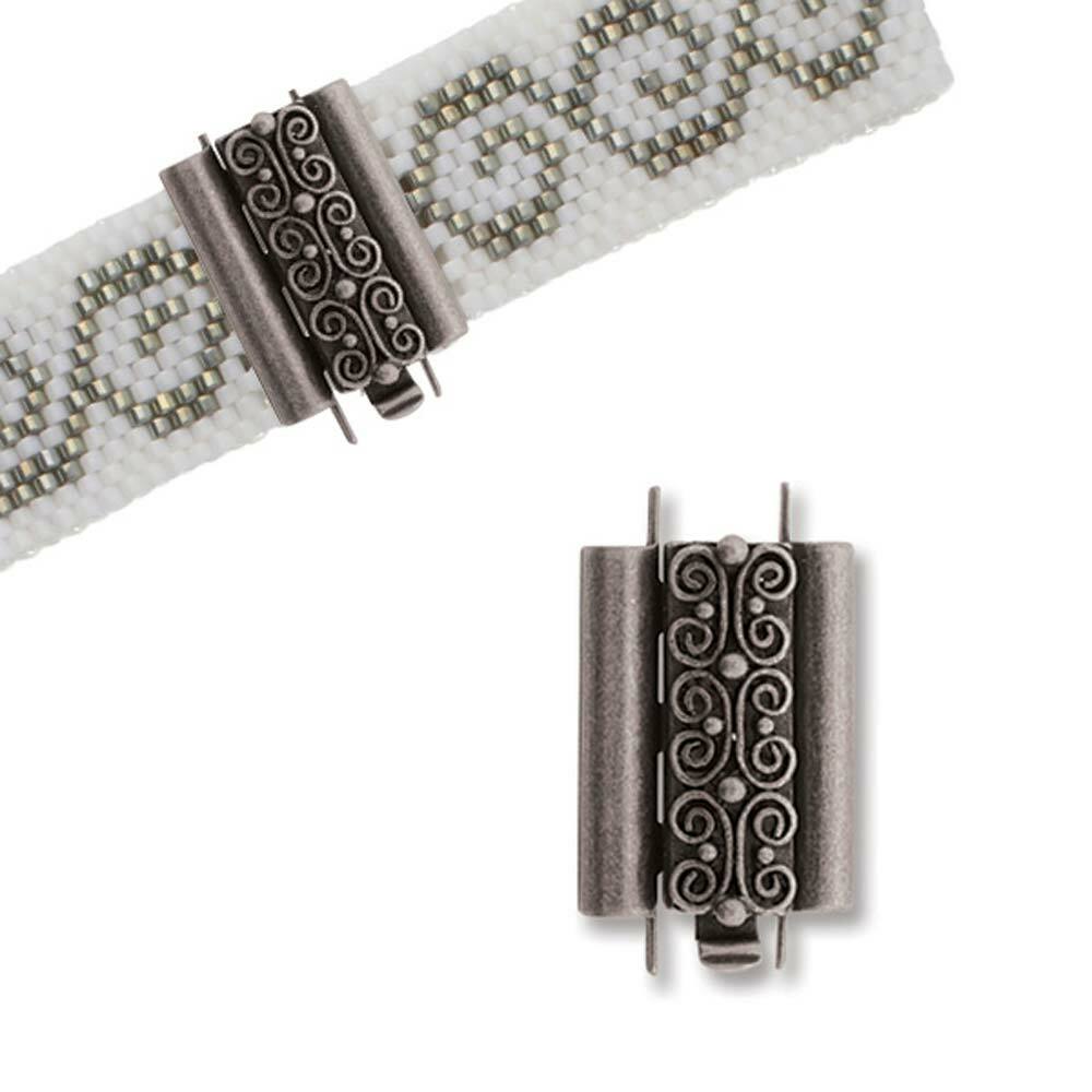 Beadslide Clasp For Seed Bead 45023 18mm SquiggleAntique Silver Color Bead Slide