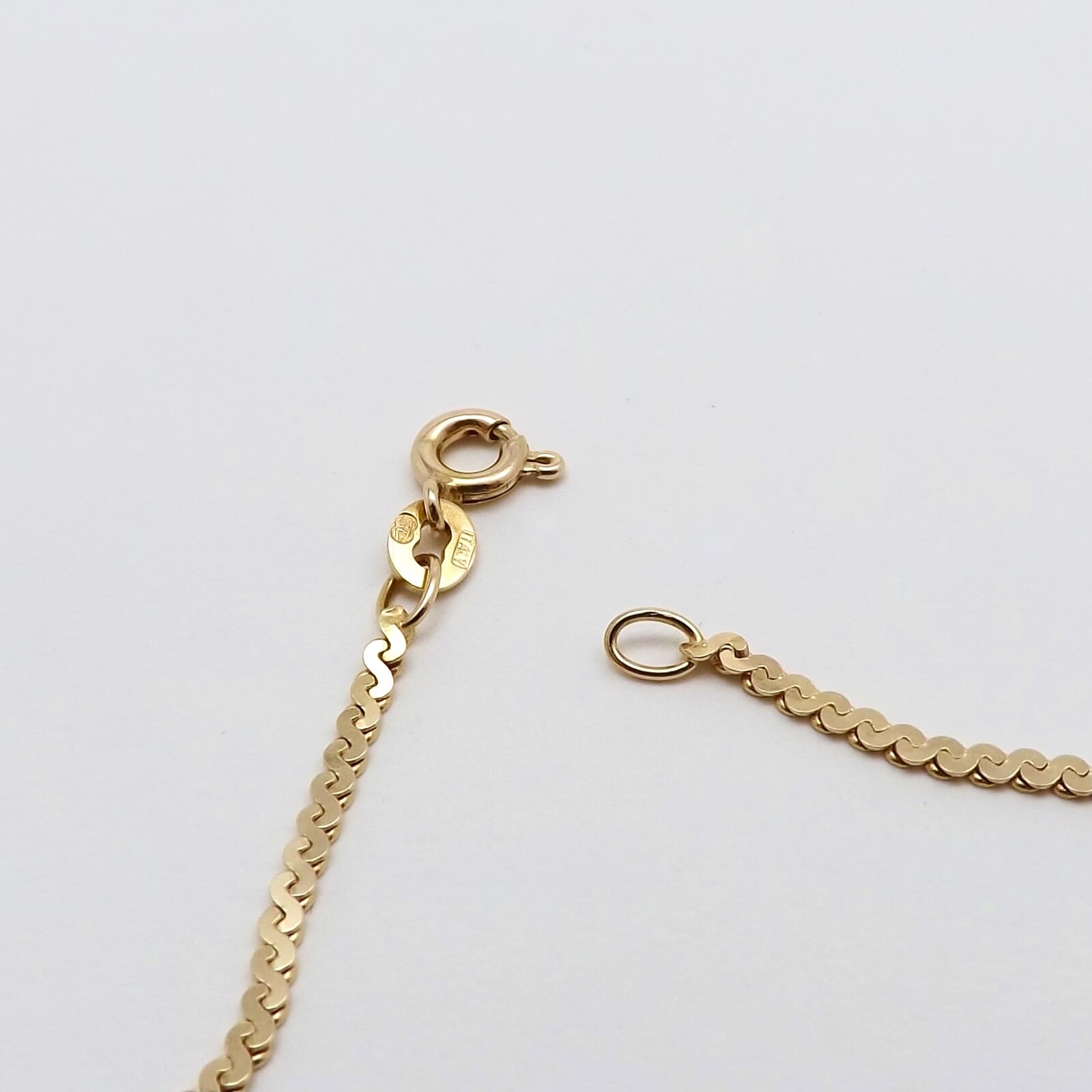 UnoAerre 14k Gold Italy Serpentine Flat S Link Pendant Chain Necklace 30in 8gr