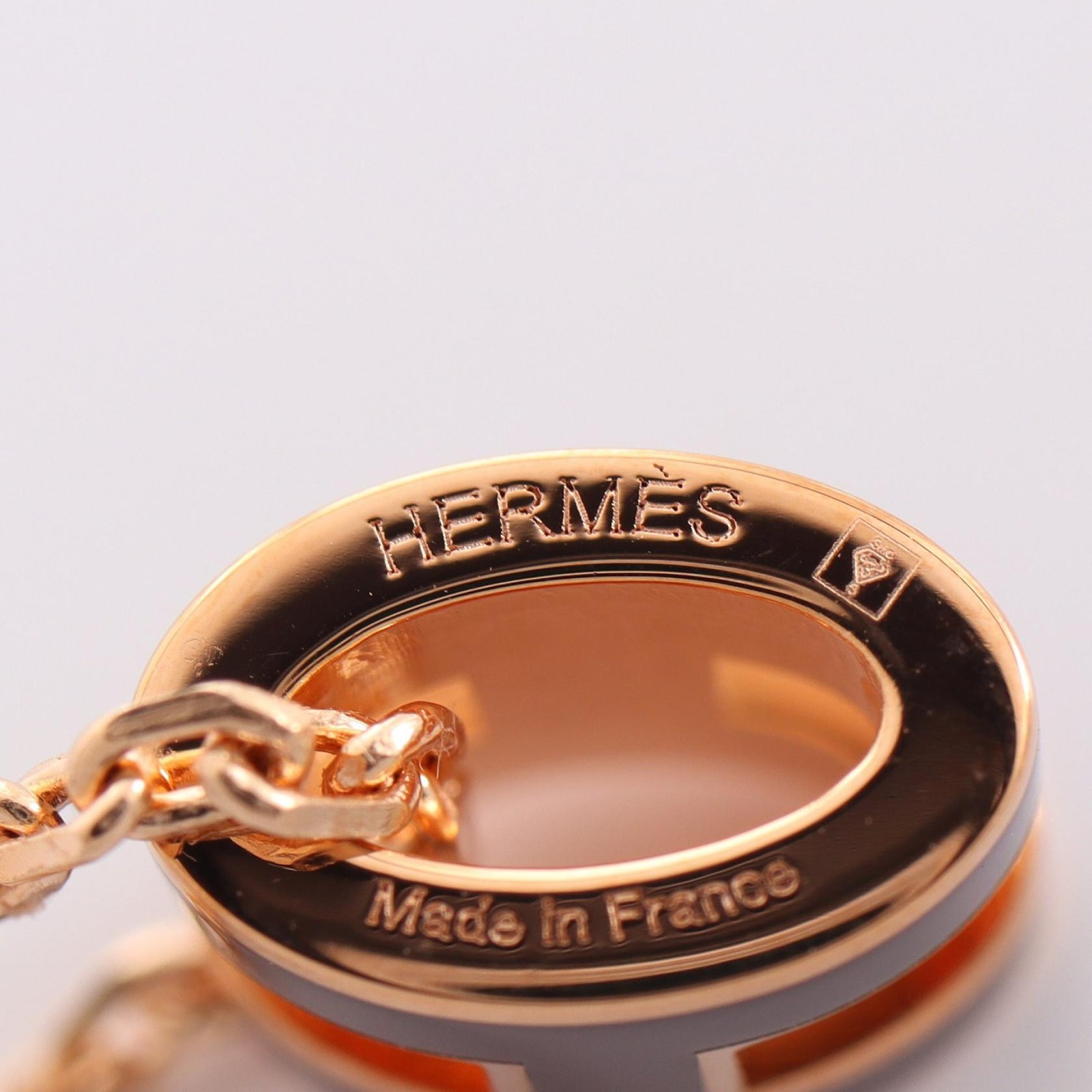 HERMES MINI POP H Necklace Pendant Gold Plated Bordeaux Used Women