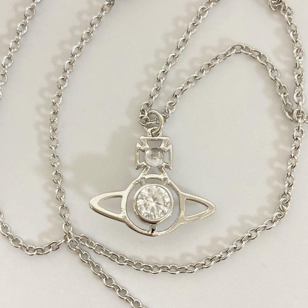 Vivienne Westwood Necklace Petite Rhinestone Silver w/drawstring