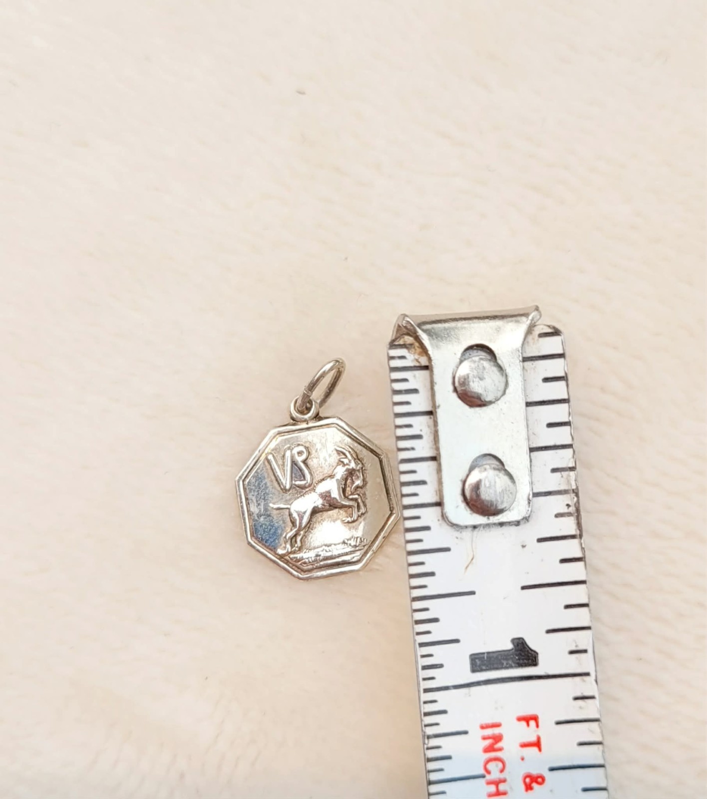 Vintage Sterling Silver Capricorn Zodiac Astrology Pendant Charm For Bracelet
