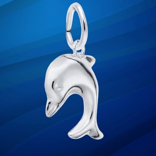 Sterling Silver Diving Dolphin Charm (10mm x 15mm)