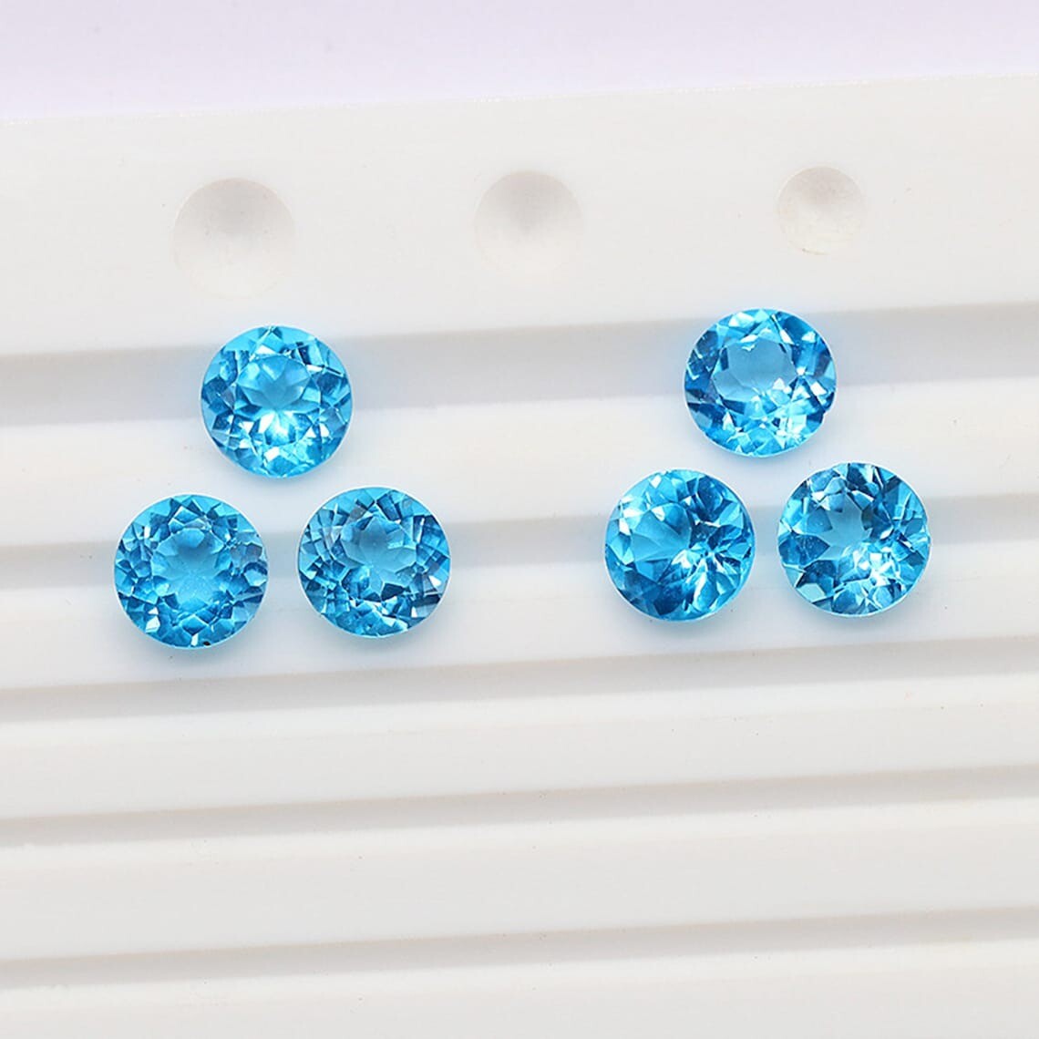 Natural Swiss Blue Topaz Round Faceted Cut Calibrated Loose Gemstone Lot