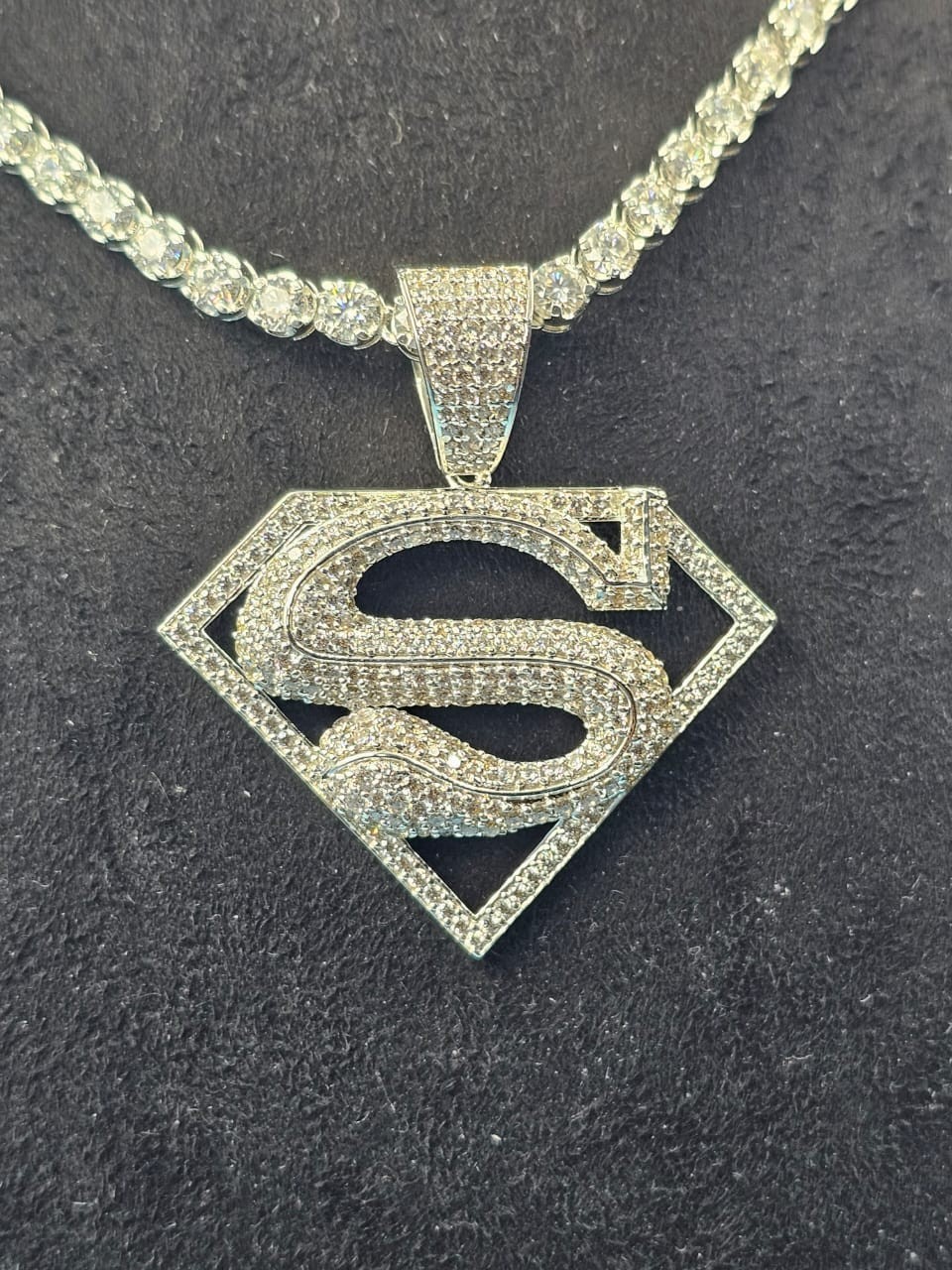 3Ct Round Cut Moissanite Customize Superman Only Pendant 14K Yellow Gold Plated