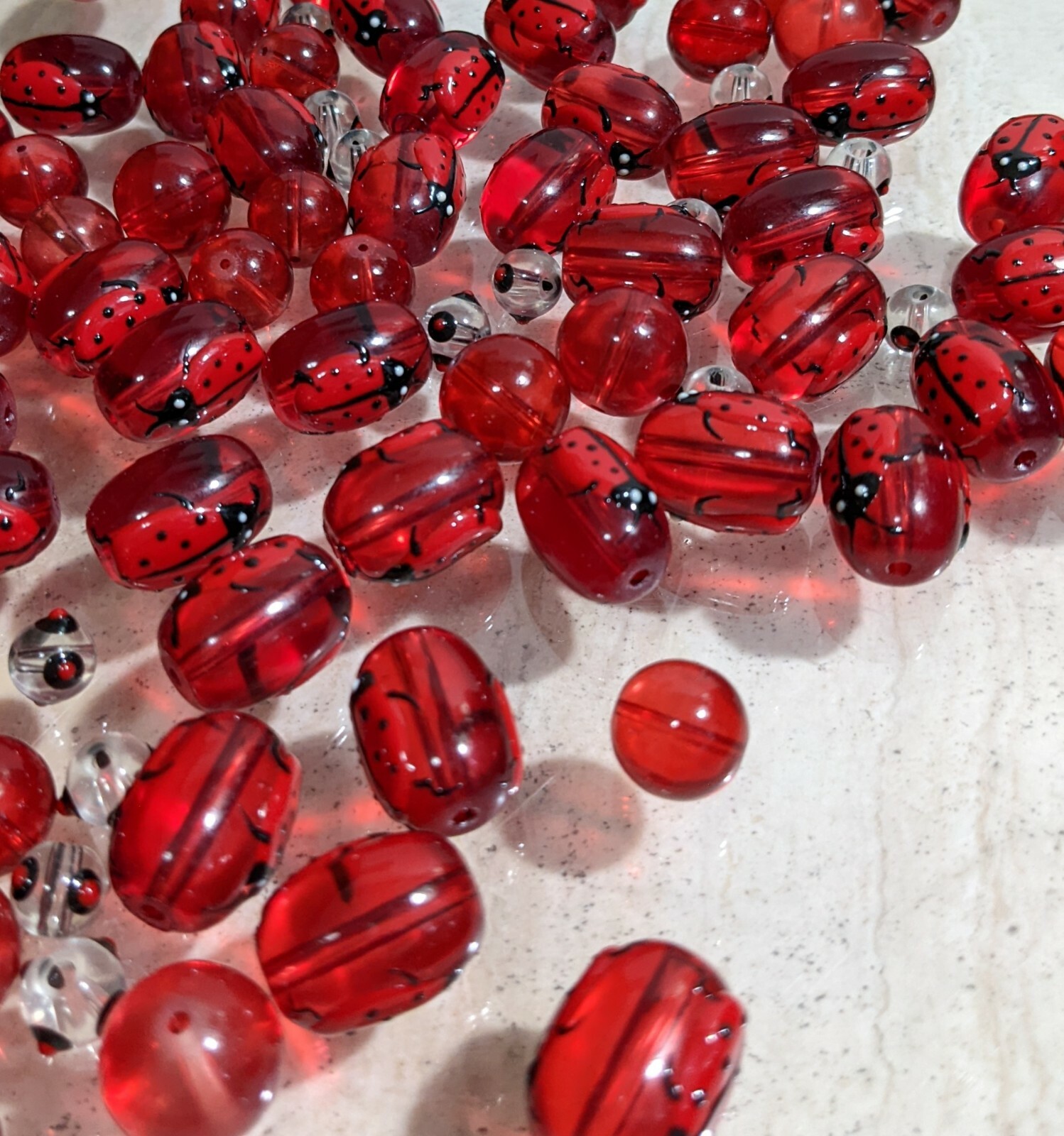 Ladybug Beads Glass Beads For Bracelet Making Garden Lucky 13mm RED Oval 20 pcs
