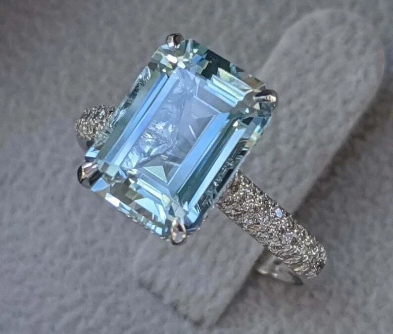 3.00 Ct Radiant Cut Natural Topaz & Diamond Wedding Ring 925 Sterling Silver