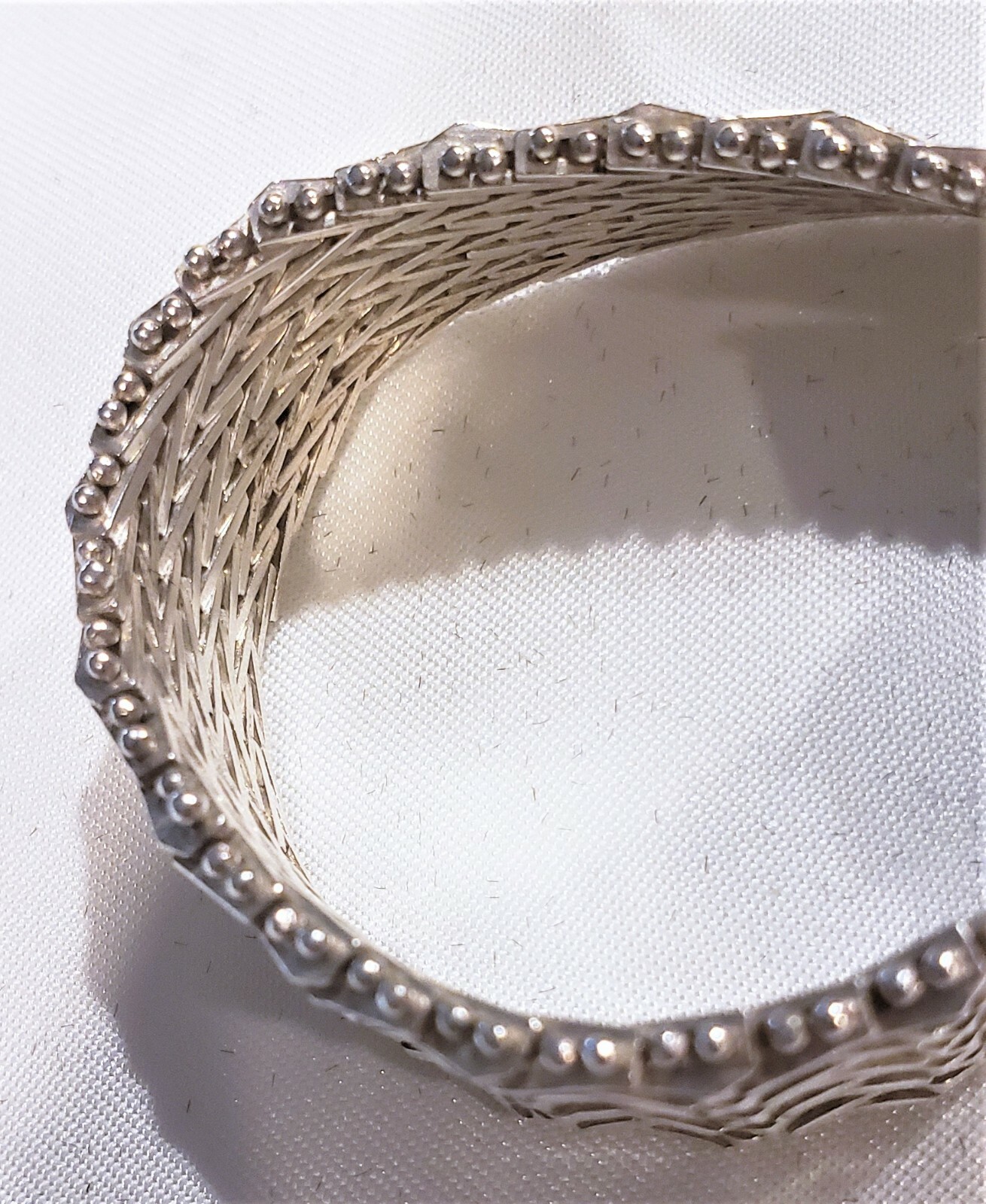 Vintage 1970s-80s Wide Woven Mesh Sterling Bracelet Signed Mexico TJ-19
