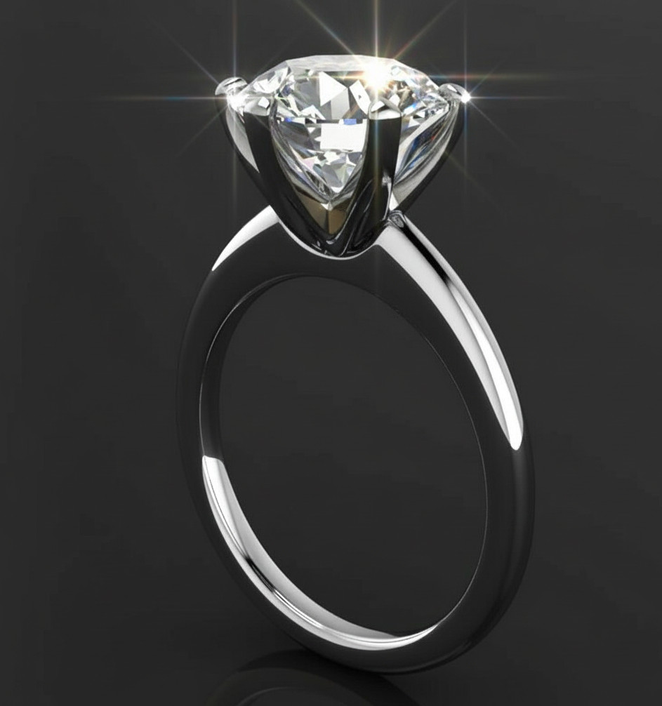 5.00 Ct Certified Round Shape Natural White Diamond Ring VVS1 White Gold Finish