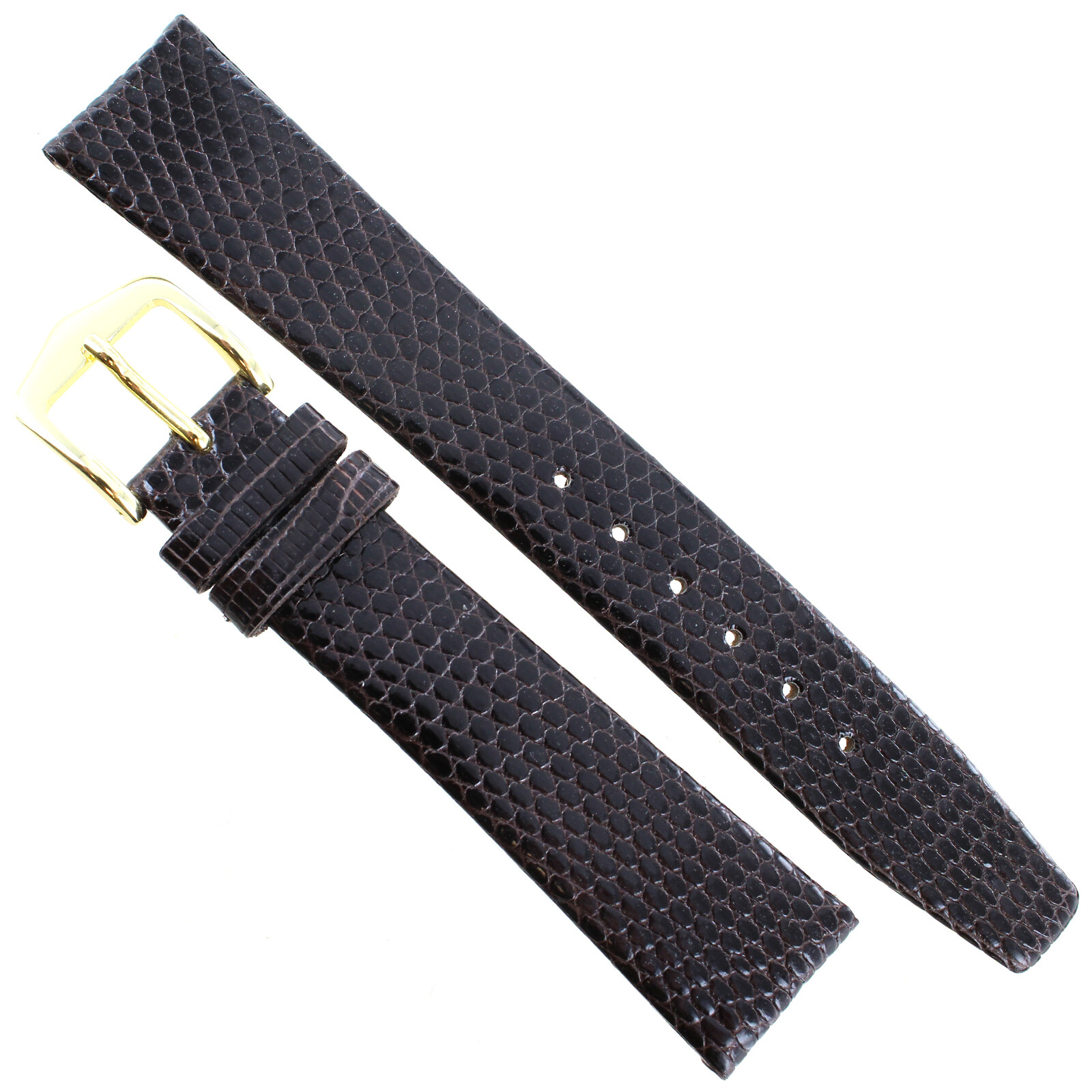 18mm Gilden Dark Brown Luxury Flat Genuine Wild Lizard Tapered Mens Band Reg