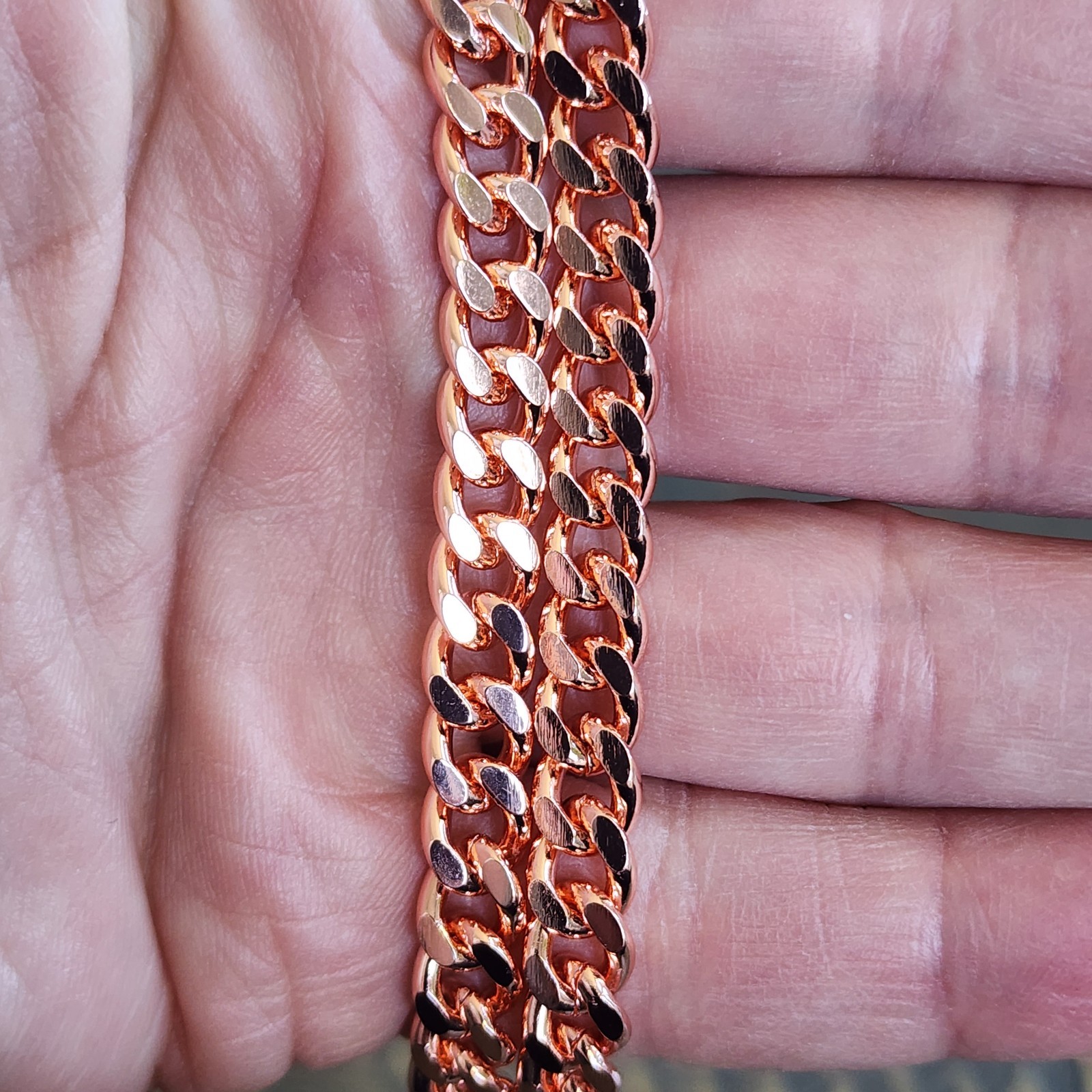 Pure Copper Cuban Chain Necklace – 7 mm Heavy Cuban Link Chain 22″-24″