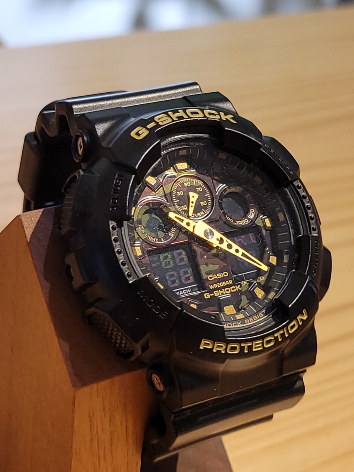 EXCELLENT! ​CASIO G-SHOCK GA-100CF Camo Dial Black – NEW BATTERY, HANDS ALIGNED