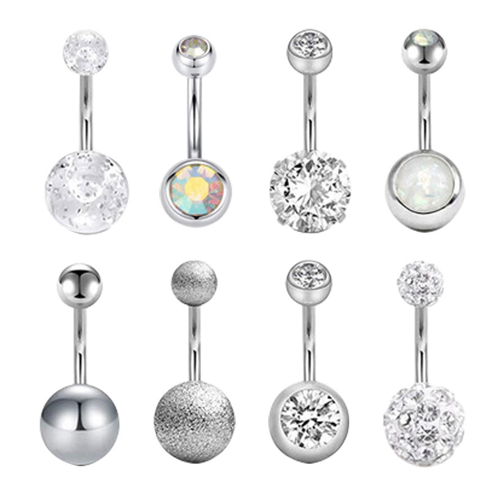 3-100PCS Belly Button Rings Kit 14G Surgical Steel/UV Navel Studs Body Jewelry