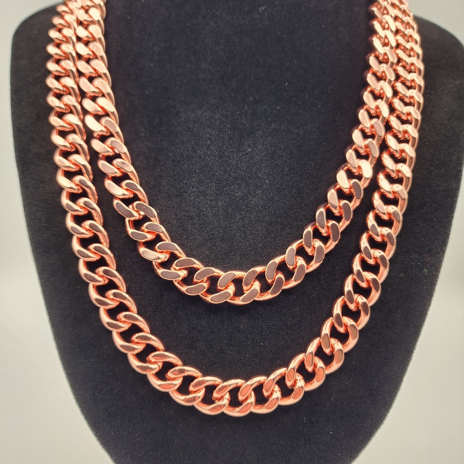 Pure Copper Cuban Chain Necklace – 12 mm Heavy Cuban Link Chain 22″-24″