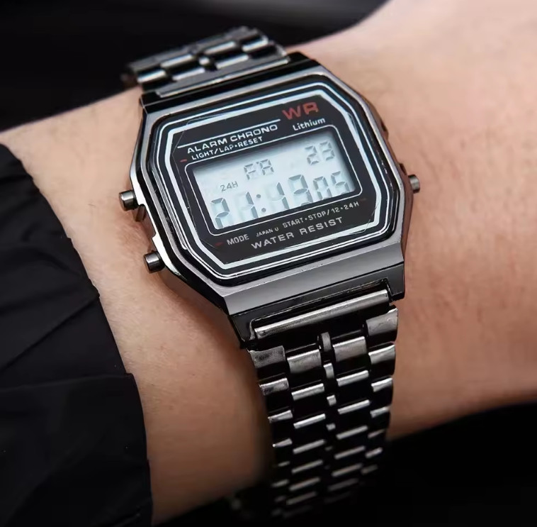 F-91W-1 Men’s 2025 Waterproof Digital Watch Gray Resin Classic Alarm Light