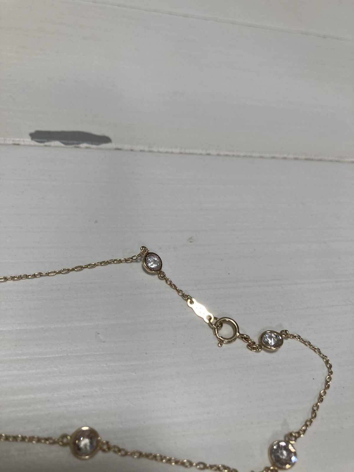 QVC Diamonique by the Yard Anklet 14K Yellow Gold & CZs 10.5″ Ankle Bracelet