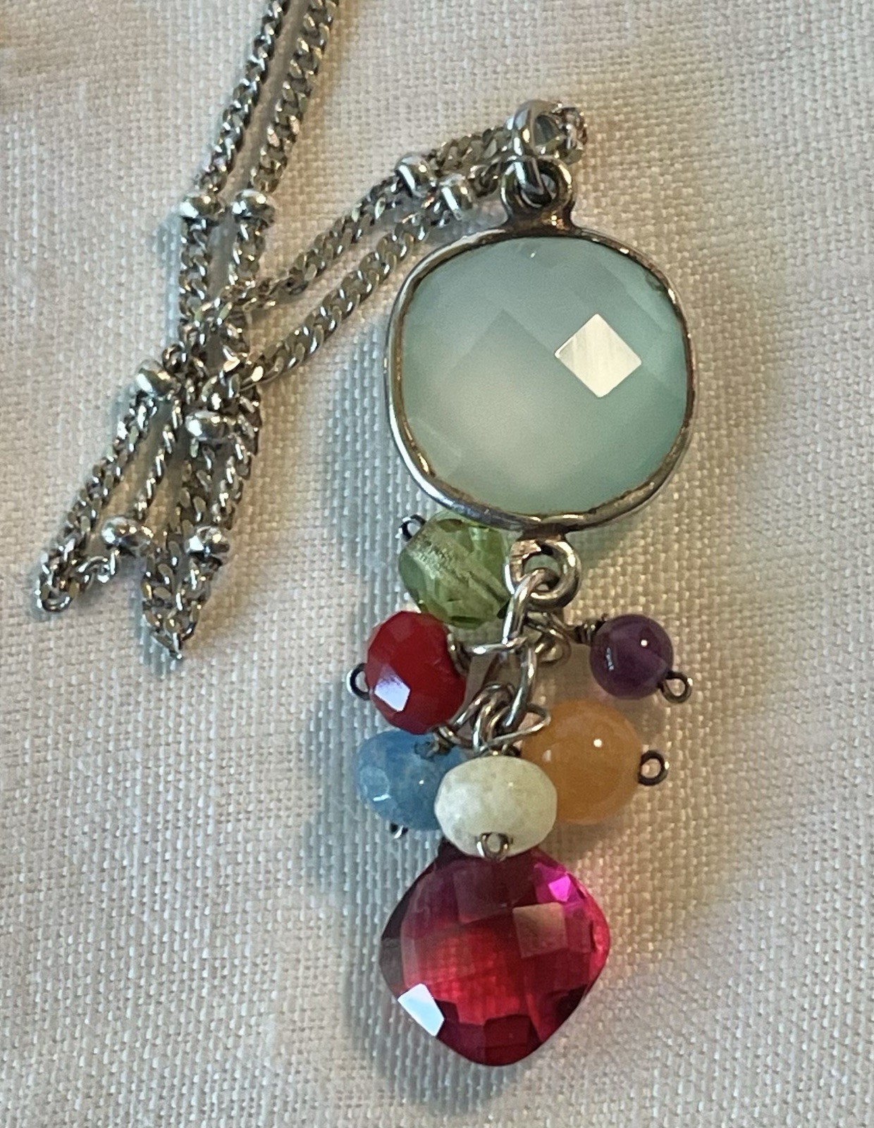 Anna Balkan 925 Sterling Silver Semi Precious Stones 16” To 18″ Long Necklace