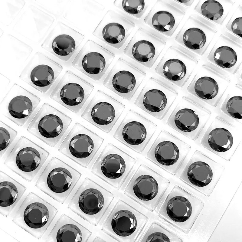 3-6.5mm 1/5/10pcs D Color Round Black Loose Moissanite Real Gemstone Pass Tester