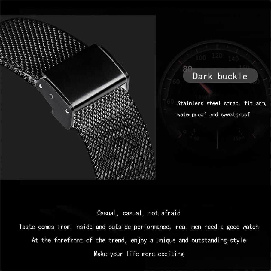 Ultra-thin Men Quartz Watch Stainless Steel Date Waterproof Business Wristwatch