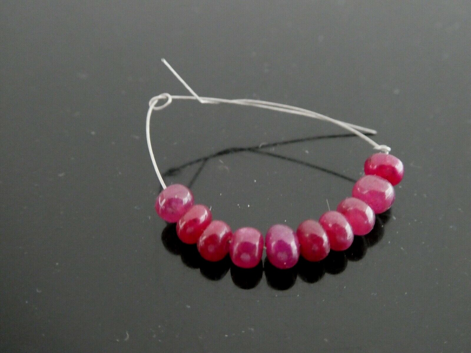 Genuine Red Ruby Gemstone Button Rondelle Smooth 4mm x 3mm Loose 10 BEADS