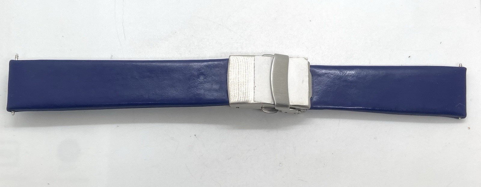 NEW NOS BLUE Watch Band 18mm Lugs Sport Push Button Deployant 6-3/8” Long