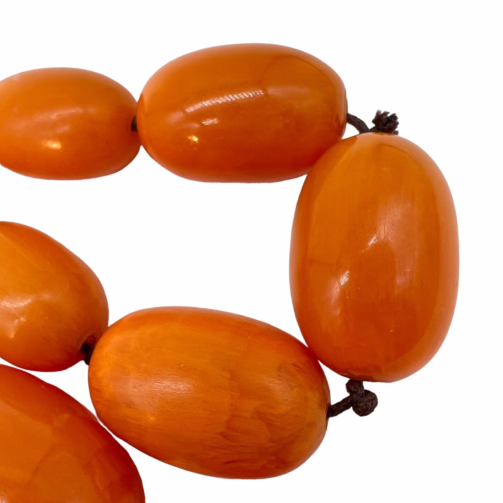 Deco Bakelite Amber Bead Necklace Graduated Egg Yolk Butterscotch 290g 36” B13