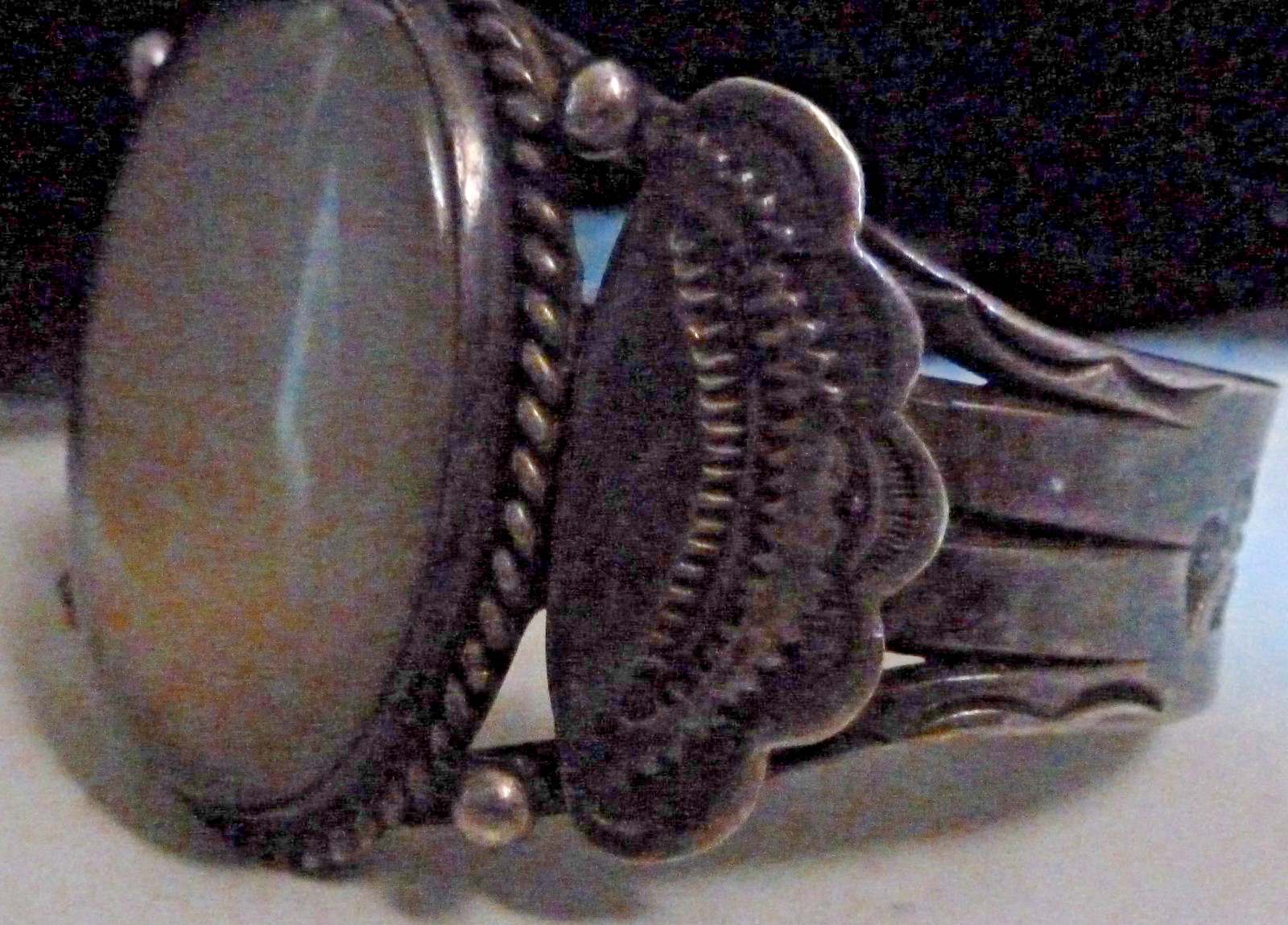 Sterling Navajo Fred Harvey Era Cuff Bracelet Agate Thunderbirds Bracelet