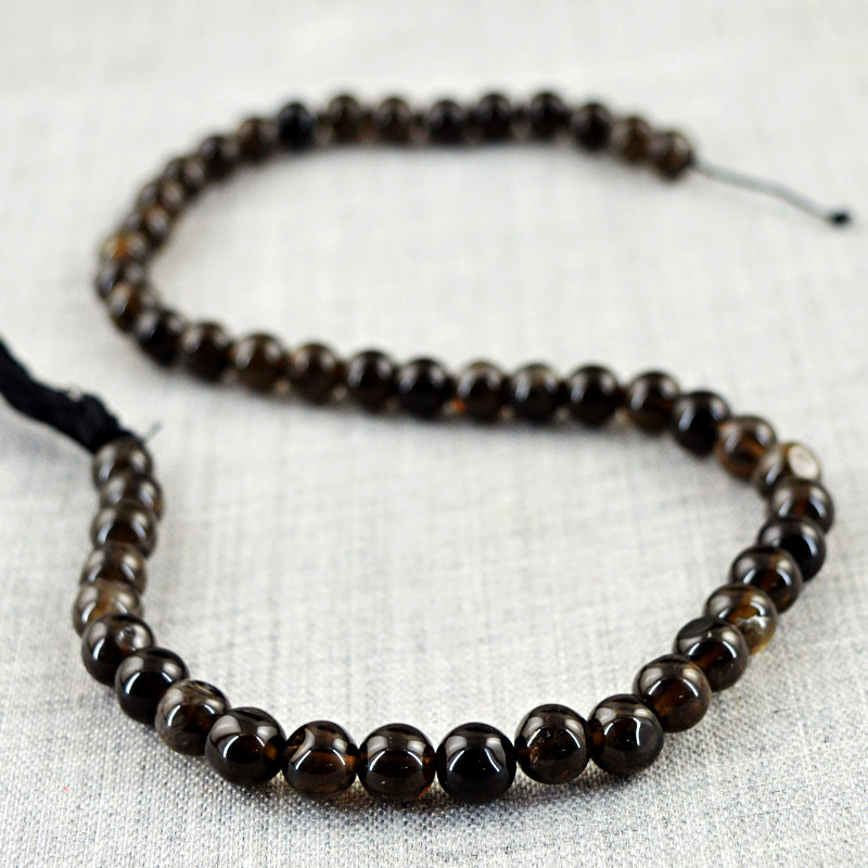 100.00 Cts / 12 Inches Earth Mined Untreated Smoky Quartz Drilled Beads Strand