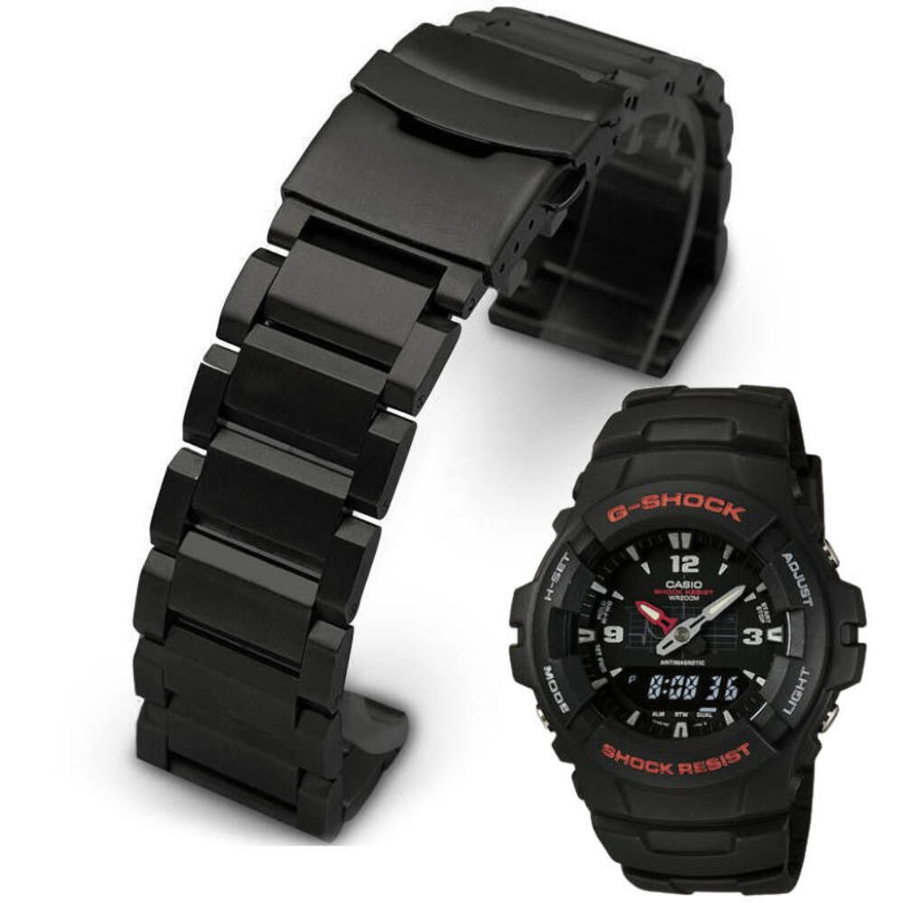 Black Metal Replacement Band Fits Casio G-Shock Watch G-100 G-101 G200 #5002