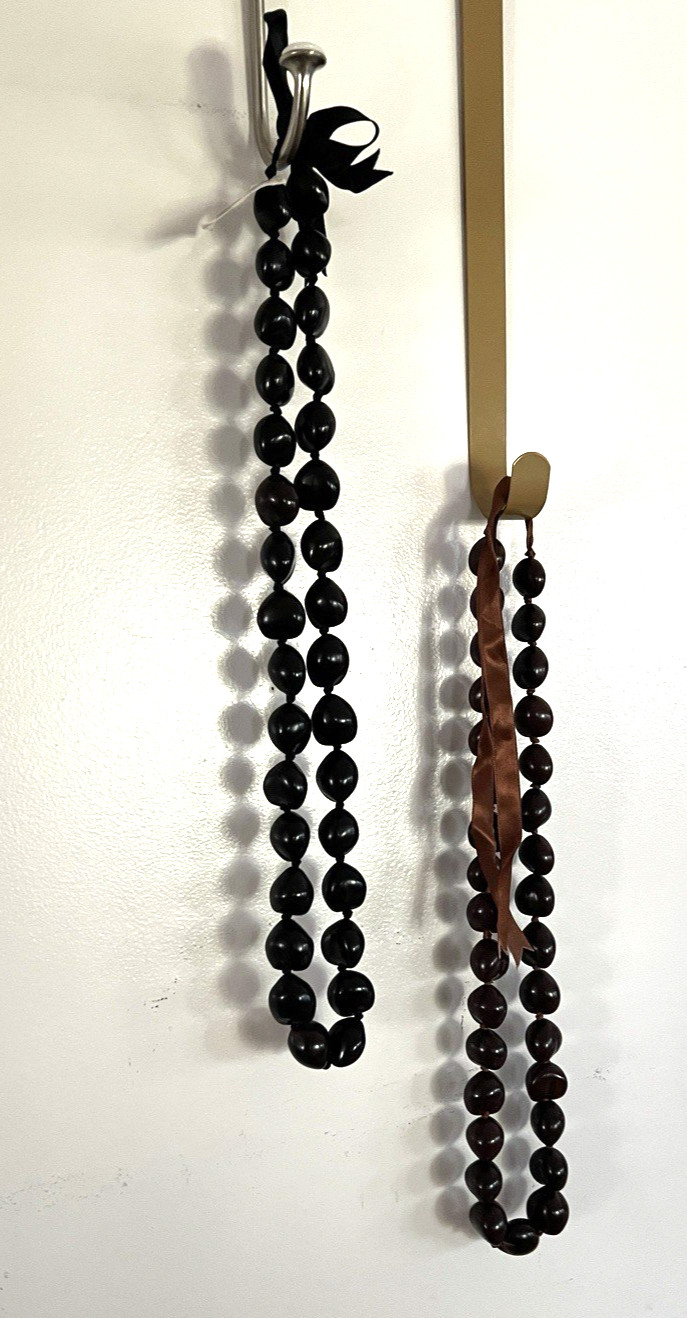 Vintage BROWN Milk & Dark Chocolate KUKUI NUT Necklaces (2) Hawaiian Style 30”
