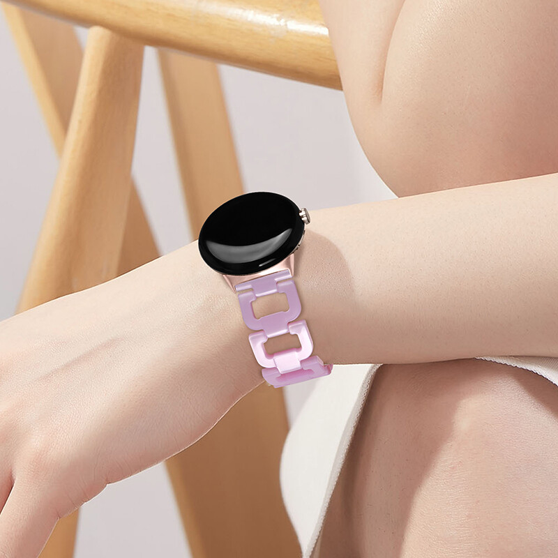 Luxury D Link Resin Watch Band Stainless Steel Strap For Google Pixel Watch 1 2