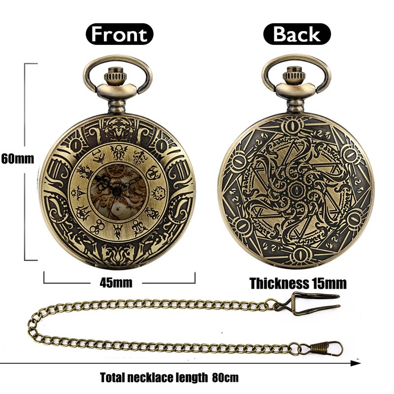 Steampunk Gear Quartz Pocket Watch Multi-Style Choose Color & Design Chain Gift