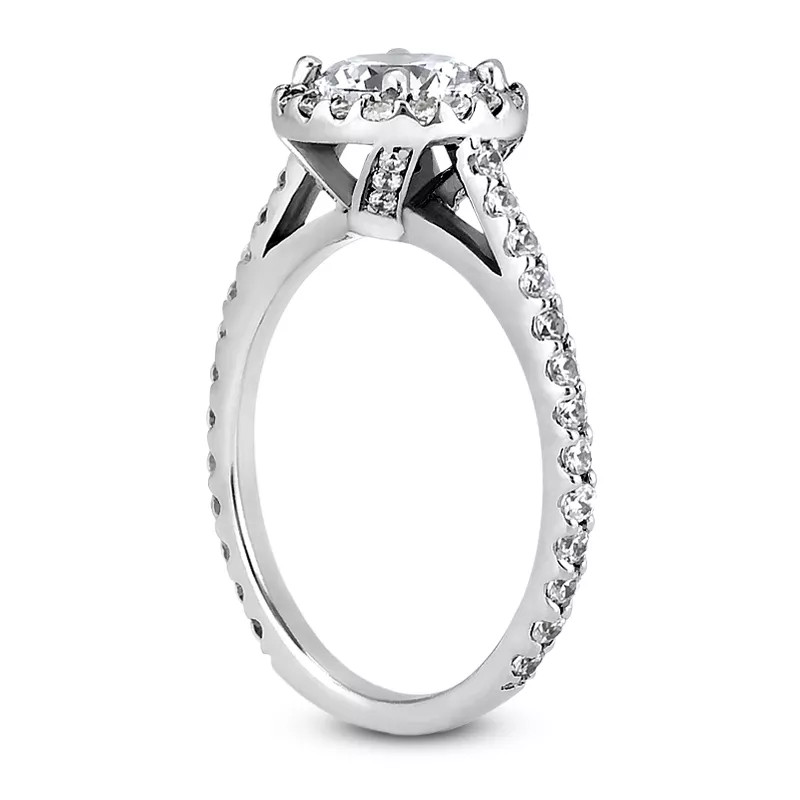 Side Stone Engagement Ring Halo 18K Gold 2 Carat Round Lab-Grown Diamond D SI1