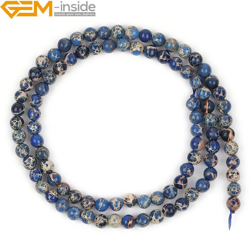 15” Round Assorted Color Stone Beads Natural Sea Sediment Loose Beads Jewelry